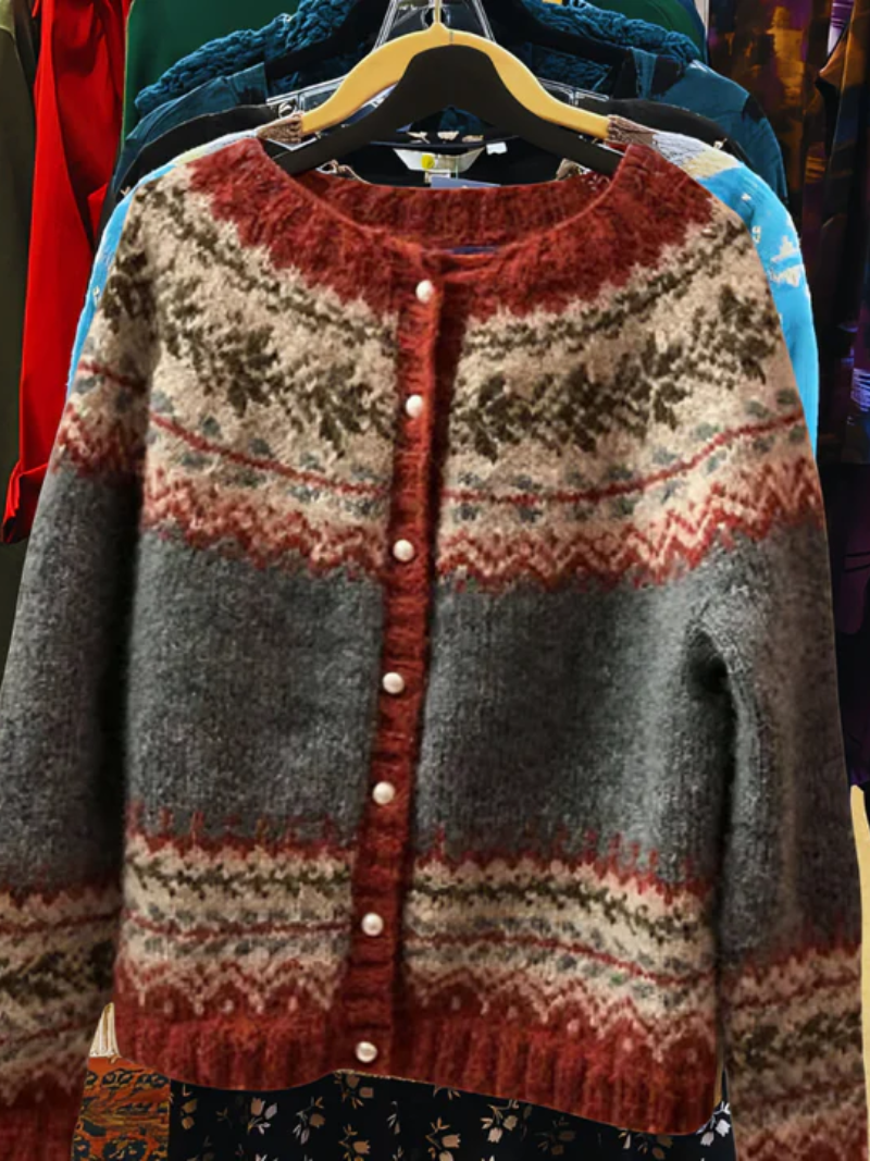 Nelia β Knitted cardigan with classic winter pattern