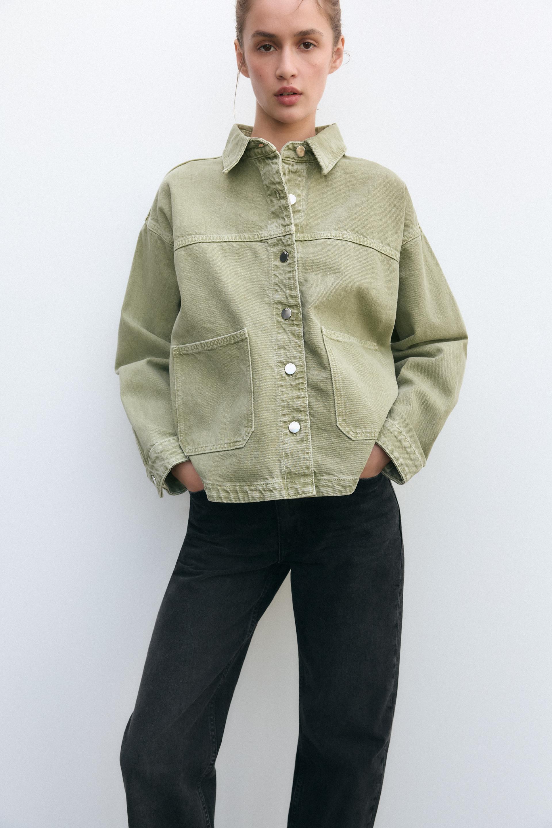 JULITA | Kurtka Jeansowa w Kolorze Khaki