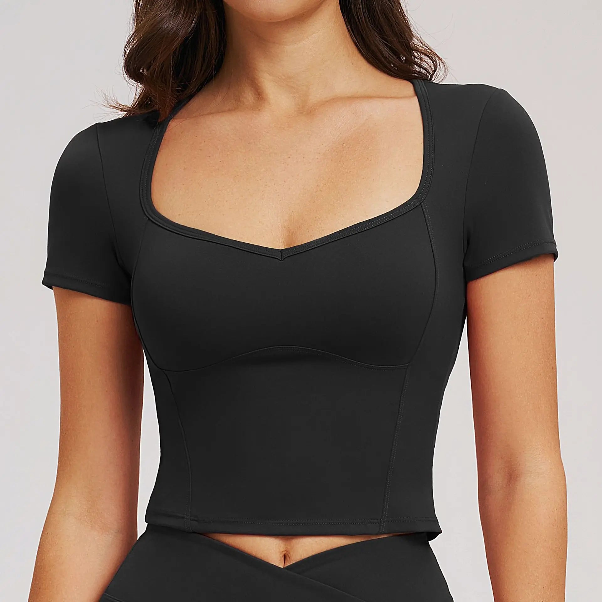 Camiseta deportiva, ropa de fitness, camiseta de yoga de manga corta para mujer, top de yoga sin costuras, top de gimnasio, ropa deportiva para correr, top corto deportivo.