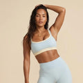 Sujetador deportivo Mermaid Curve estilo falso dos piezas para mujer; top corto sin costuras con relleno push-up, ideal para yoga, gimnasio, fitness y running.