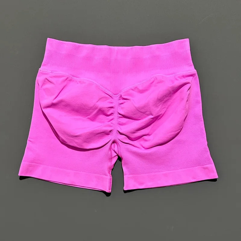 Pantalones cortos deportivos para mujer (tiro bajo, 4,5 pulgadas): ideales para fitness, ciclismo, running y yoga; diseño sin costuras y efecto "scrunch" para realzar los glúteos.