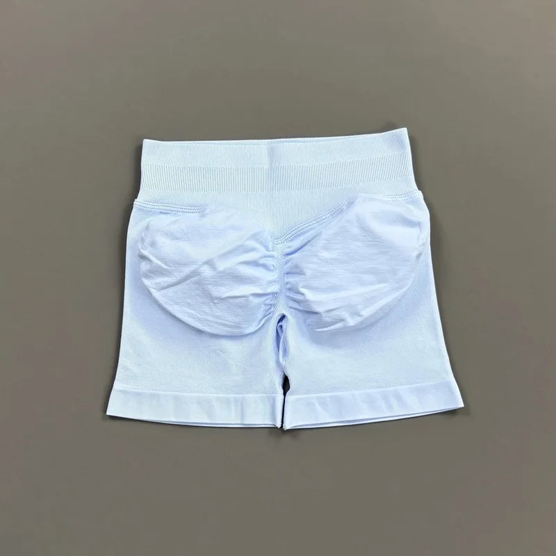 Pantalones cortos deportivos para mujer (tiro bajo, 4,5 pulgadas): ideales para fitness, ciclismo, running y yoga; diseño sin costuras y efecto "scrunch" para realzar los glúteos.