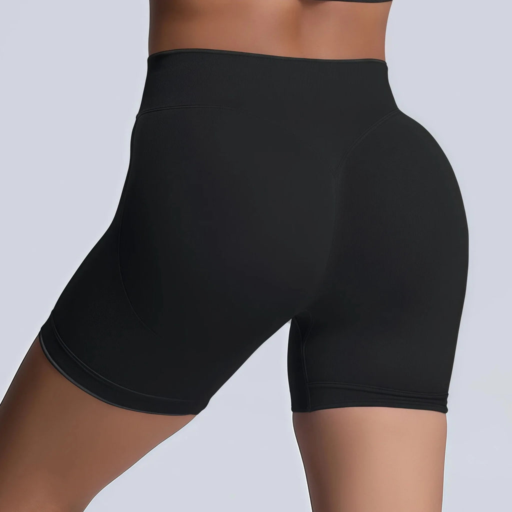Pantalones cortos deportivos para mujer (tiro bajo, 4,5 pulgadas): ideales para fitness, ciclismo, running y yoga; diseño sin costuras y efecto "scrunch" para realzar los glúteos.